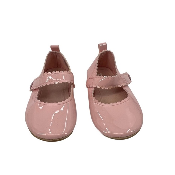 H&M Pink Patent Scalloped Edge Hook And Loop Mary Janes Size 2 Toddler Girl's - Picture 5 of 9
